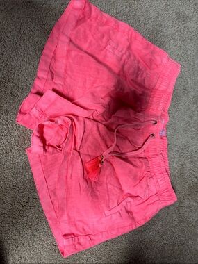 Lilly Pulitzer Bright Coral Pink Drawstring Linen Shorts